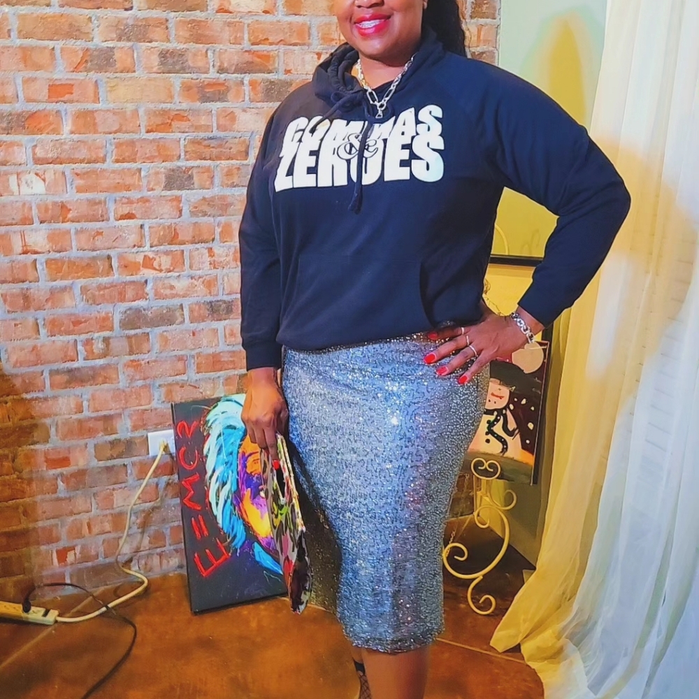 Ashley Stewart Sequins Midi Skirt